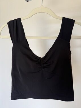 Aerie Black Ruched Front Tank Top
